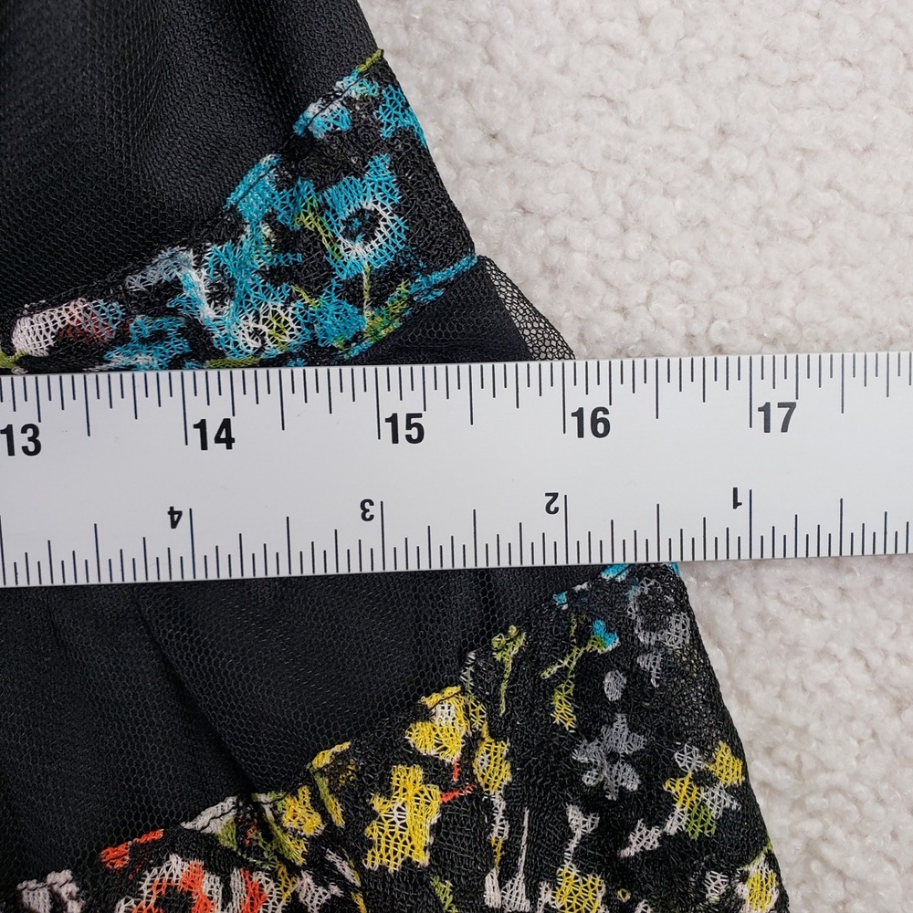 Betsey Johnson Fit & Flare Dress Womens 12 Black Floral Tiered Whimsigoth Y2K - Picture 8 of 11